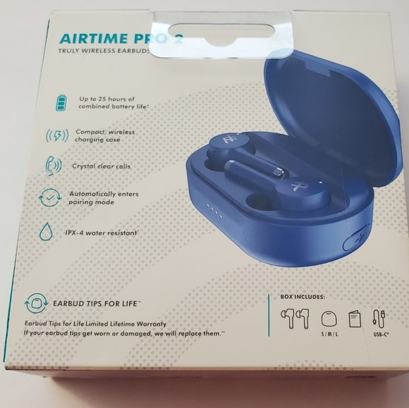 iFrogz Airtime Pro 2 Wireless Earbuds Blue by Zagg - Picture 2 of 4